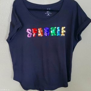 NY&CO Wonans Black "Sparkle" Tshirt Size L